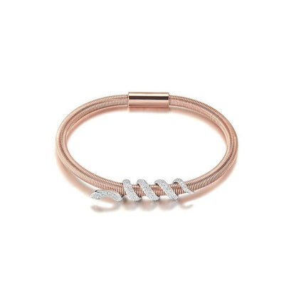 Snake Coiled Bangle Bracelet Gold Plated Crystal Accents - Free Shipping