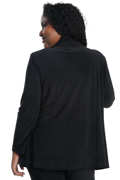 Elegant Black Plus Size One-Button Long Sleeve Blazer Jacket - Free Shipping