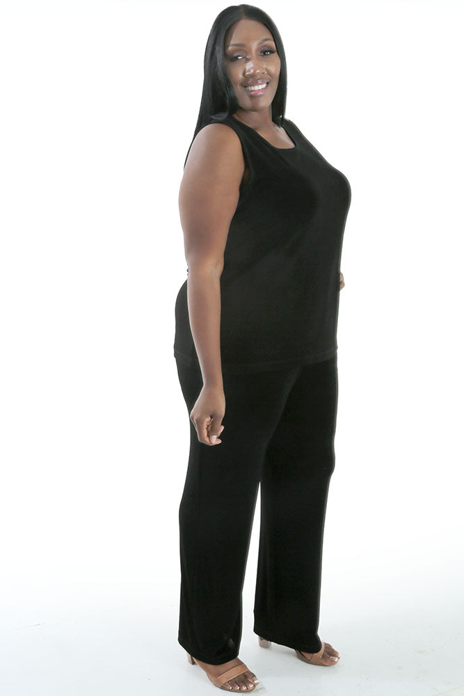 Chic Black Elastic Waist Wide Leg Pull-On Pants - Free Shipping