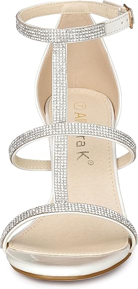Glamorous Rhinestone Ankle T- Strap Open Toe Stiletto High Heels Sandals - Free Shipping
