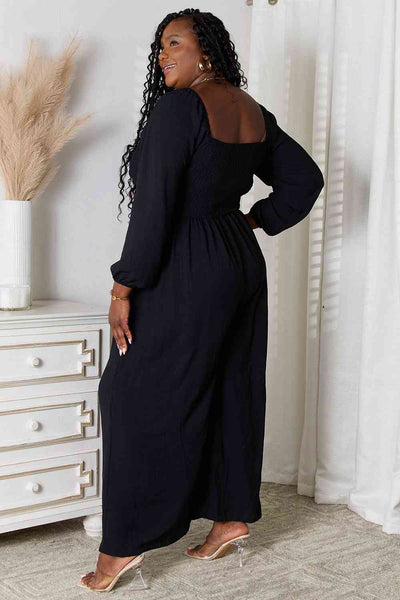 Elegant Square Neckline Jumpsuit with Functional Pockets - Versatile and Stylish