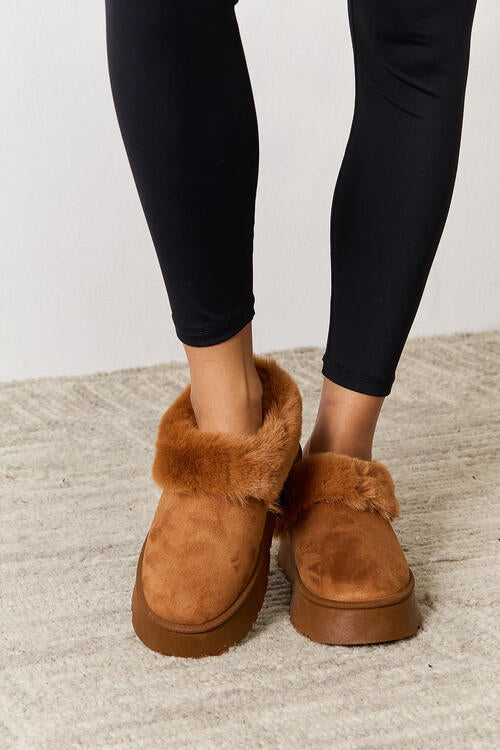 Cozy & Stylish: Faux Fur Chunky Platform Ankle Boots by Legend Footwear