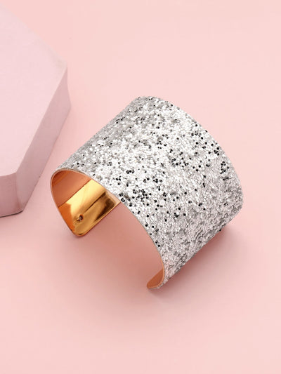 Sparkling Elegance: Glitter Wide Cuff Bracelet