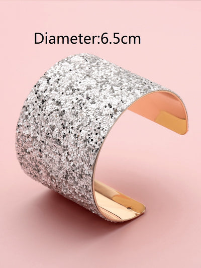 Sparkling Elegance: Glitter Wide Cuff Bracelet