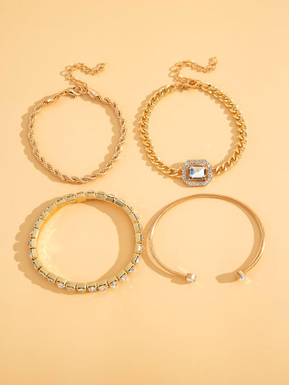 Stylish 4pcs Rhinestone Decor Bracelet