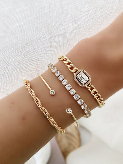 Stylish 4pcs Rhinestone Decor Bracelet