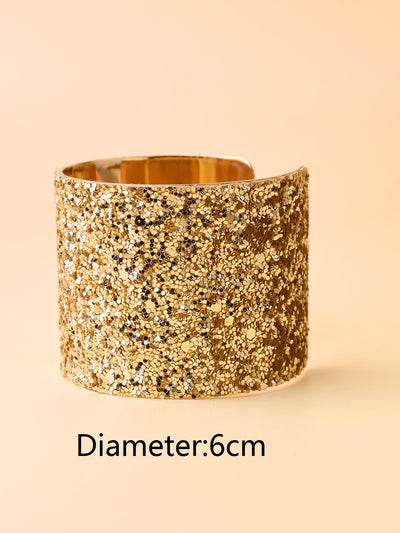 Sparkling Elegance: Glitter Wide Cuff Bracelet