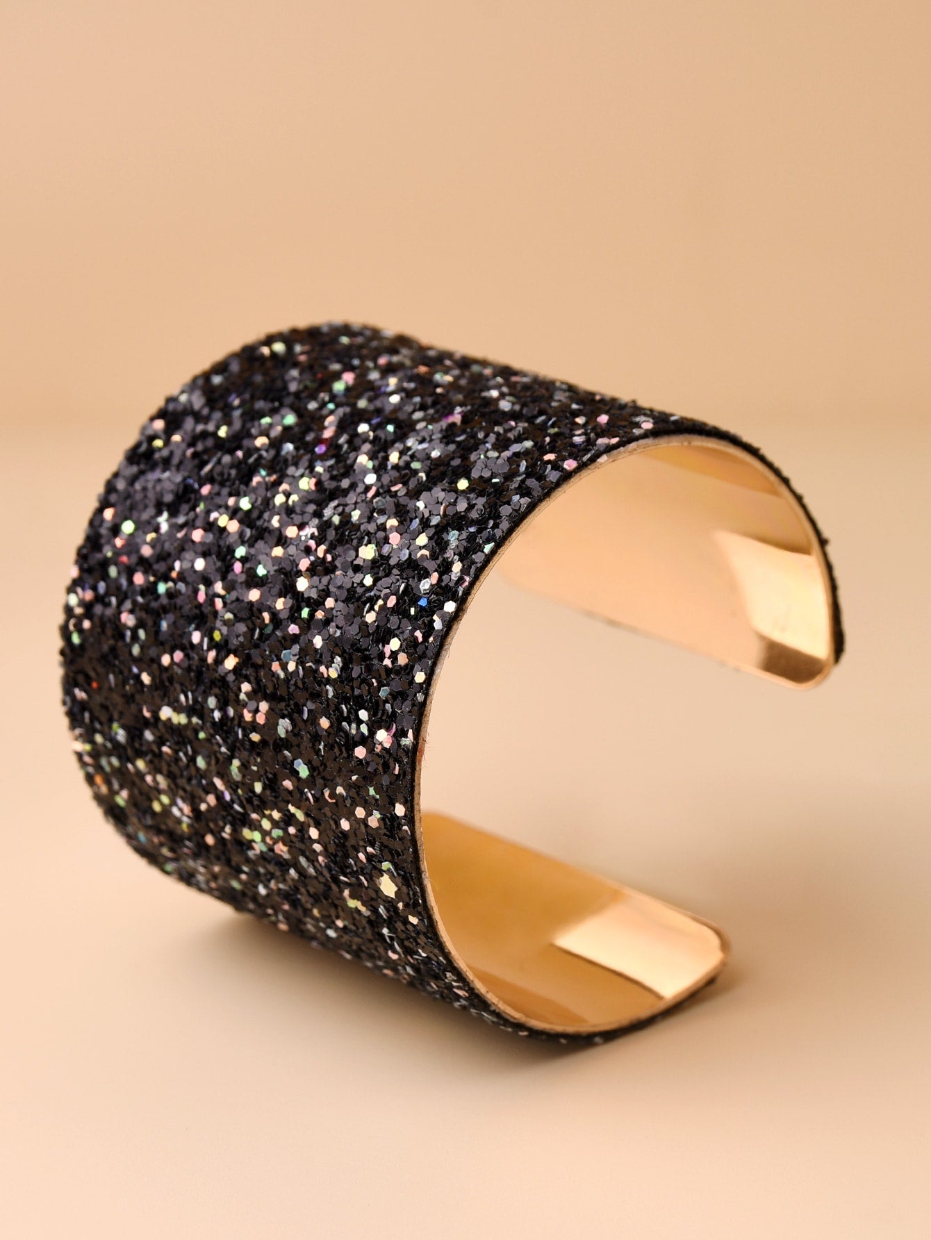 Sparkling Elegance: Glitter Wide Cuff Bracelet