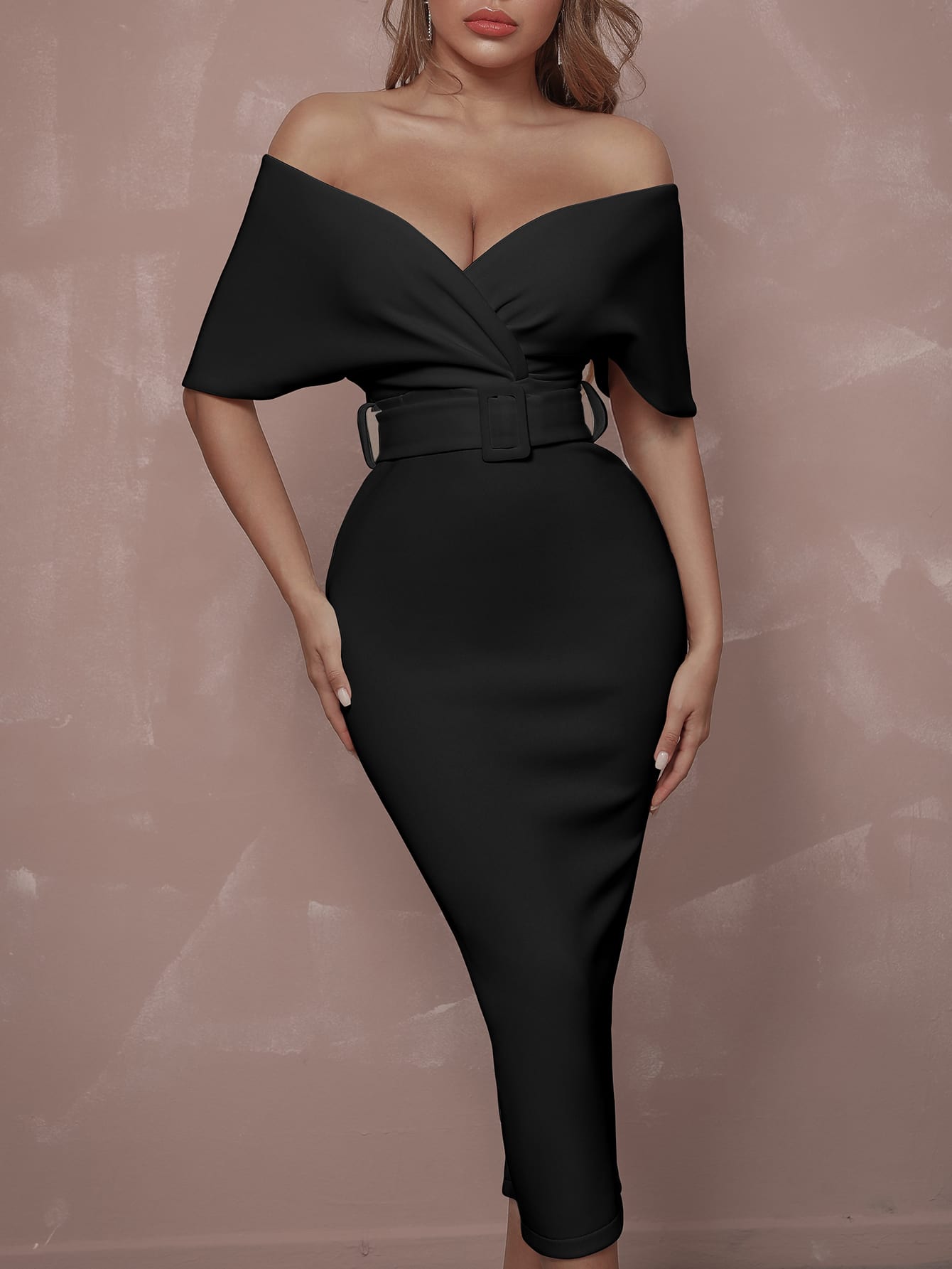 Surplice Neck Off-Shoulder Backless Belted Dress: A Stunning Blend of Elegance and Allure