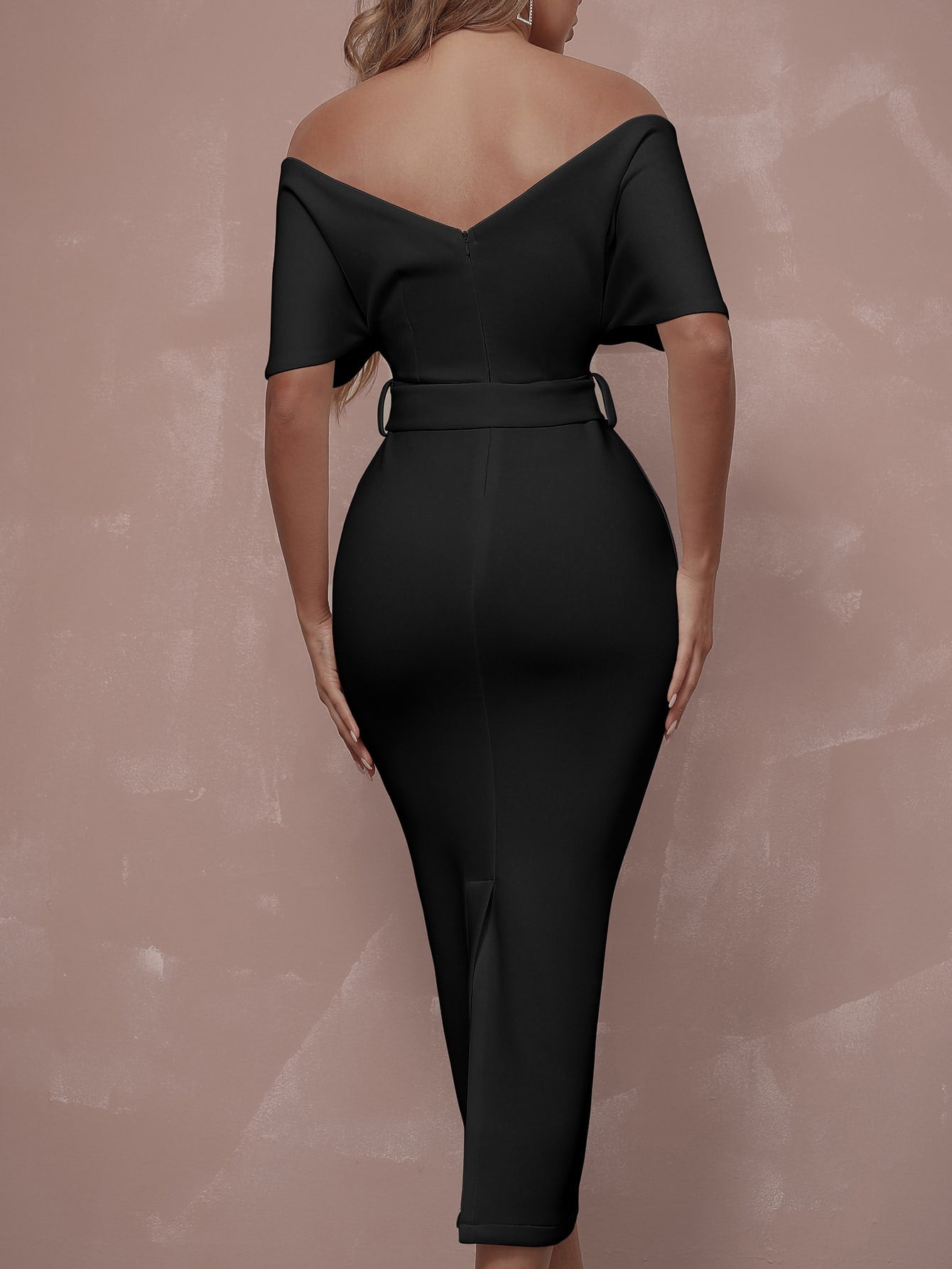 Surplice Neck Off-Shoulder Backless Belted Dress: A Stunning Blend of Elegance and Allure