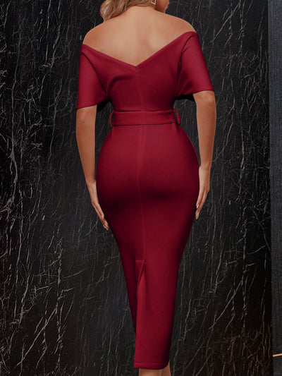 Surplice Neck Off-Shoulder Backless Belted Dress: A Stunning Blend of Elegance and Allure