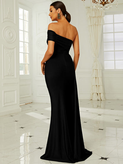 Timeless Elegance: One-Shoulder Side Draped Formal Dress