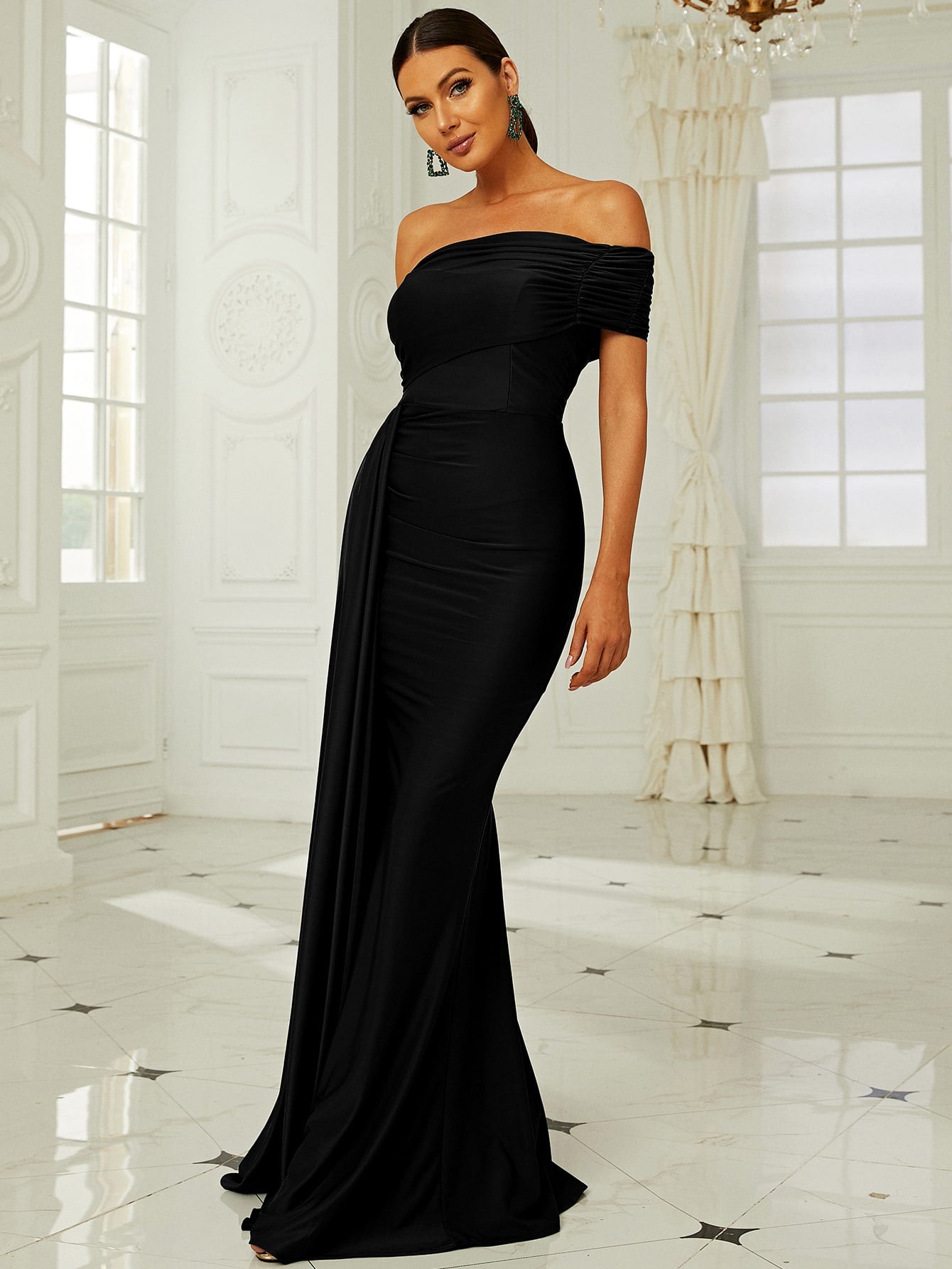 Timeless Elegance: One-Shoulder Side Draped Formal Dress