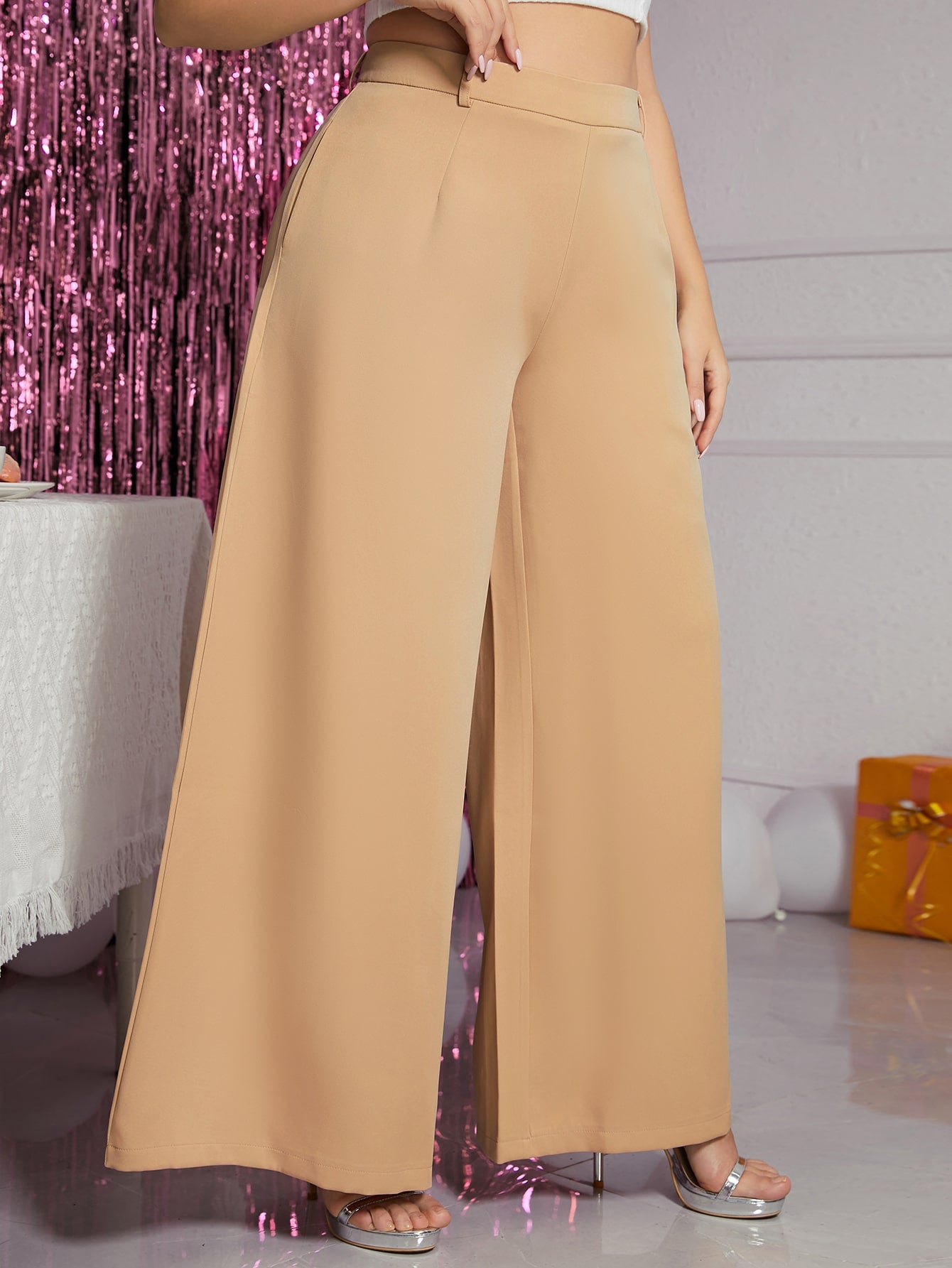 Stylish Solid Wide Leg Plus Size Pants for Effortless Fashion