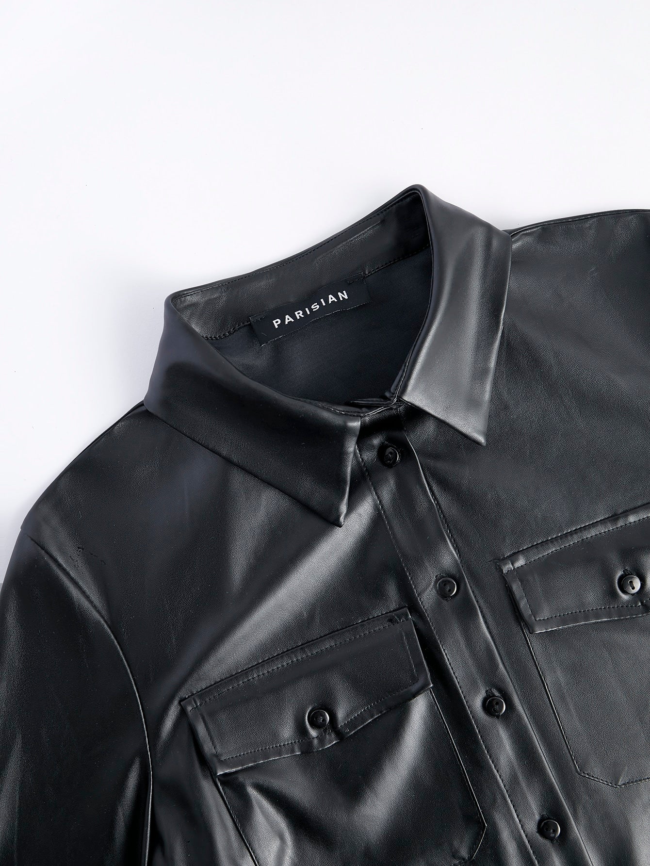 Stylish Flap Pocket PU Leather Shirt: The Perfect Blend of Sleek Design and Versatility