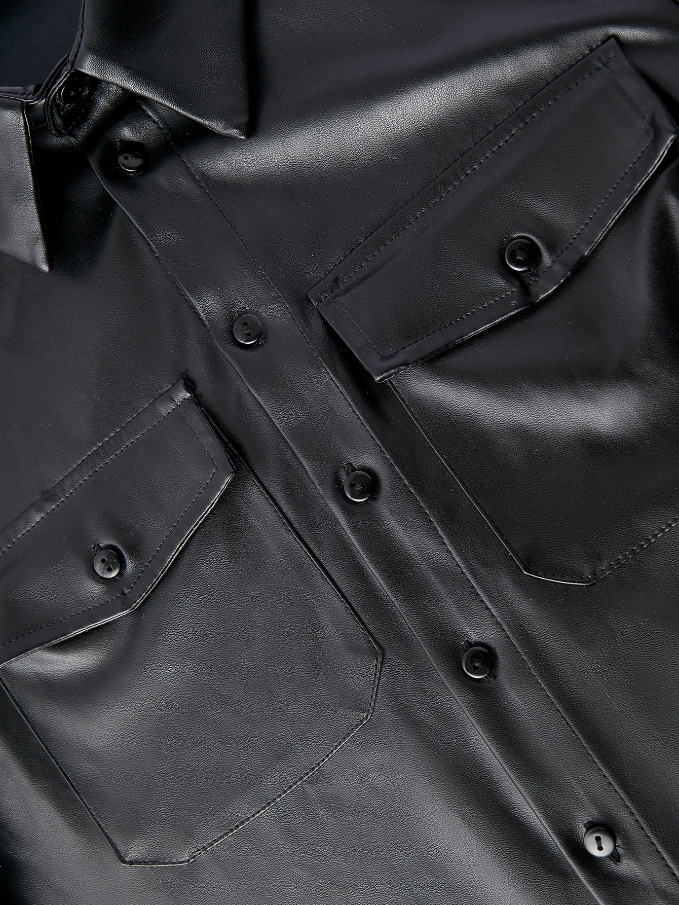 Stylish Flap Pocket PU Leather Shirt: The Perfect Blend of Sleek Design and Versatility