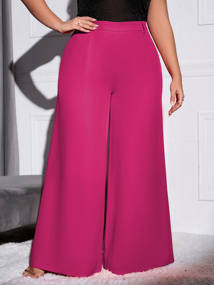 Stylish Solid Wide Leg Plus Size Pants for Effortless Fashion