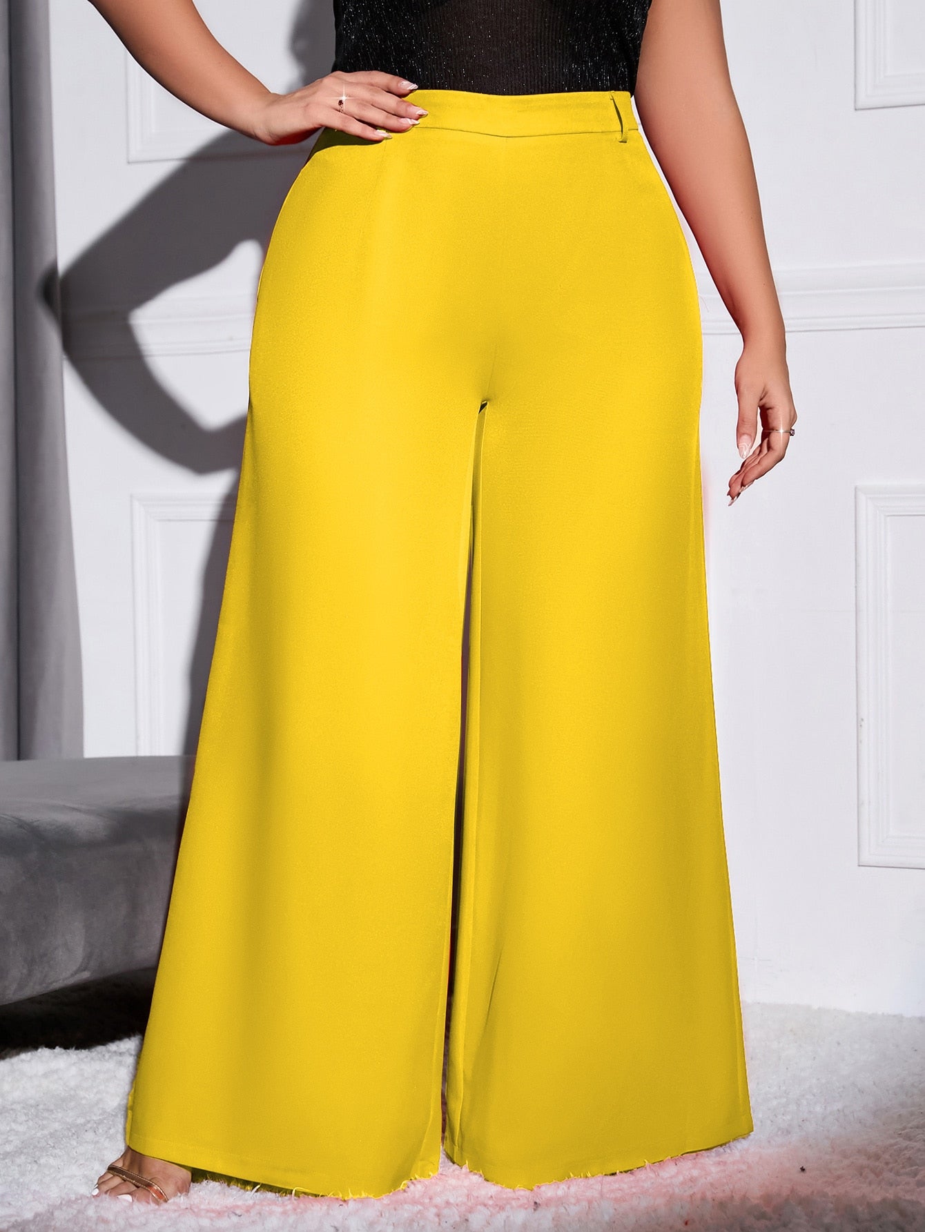 Stylish Solid Wide Leg Plus Size Pants for Effortless Fashion