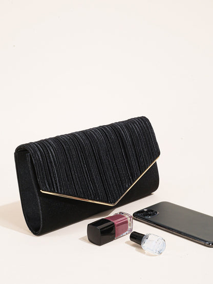 Sparkling Elegance: Glitter Bling Shiny Pleated Evening Bag - Perfect Clutch for any Occasion.