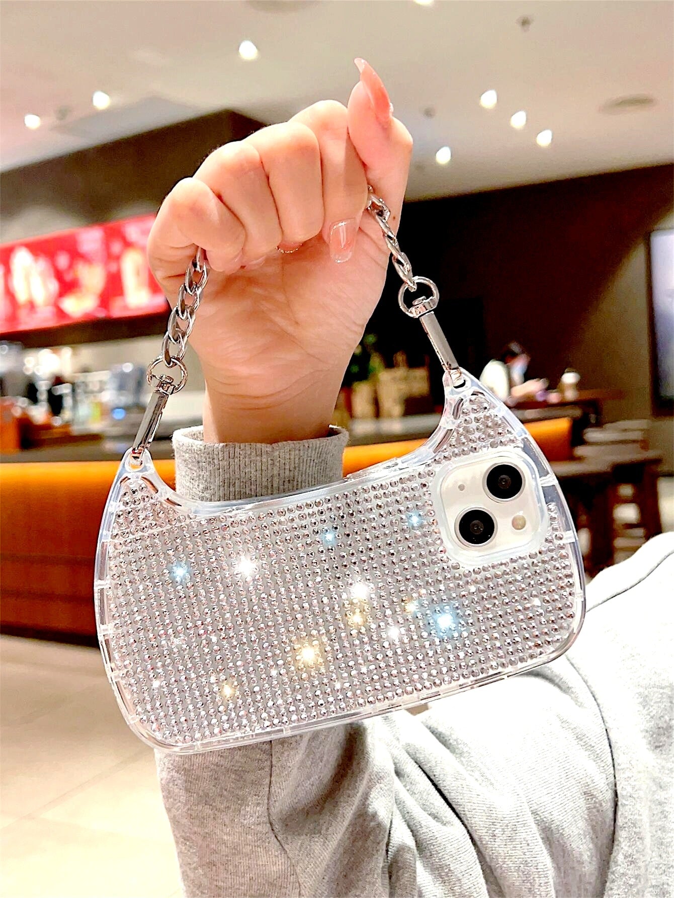 Rhinestone Decor Bag Design Phone Case