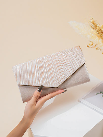 Sparkling Elegance: Glitter Bling Shiny Pleated Evening Bag - Perfect Clutch for any Occasion.