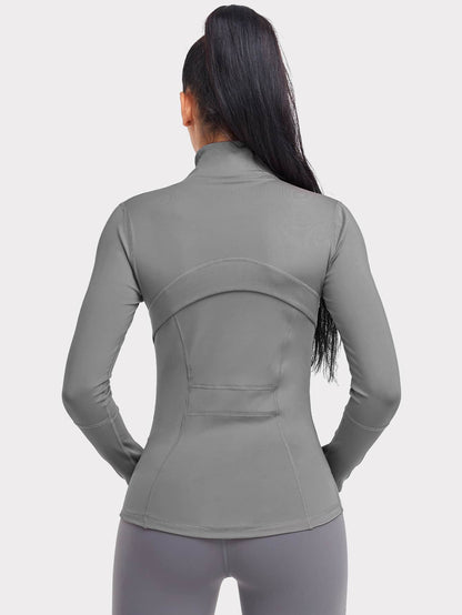 Women's Athletic Sports Jacket: Dual Zip Pockets & Thumb Hole Design