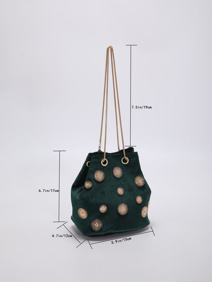 Chic and Compact: Mini Metal Décor Bucket Bag for Effortless Style