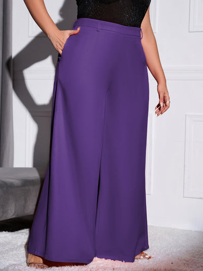 Stylish Solid Wide Leg Plus Size Pants for Effortless Fashion