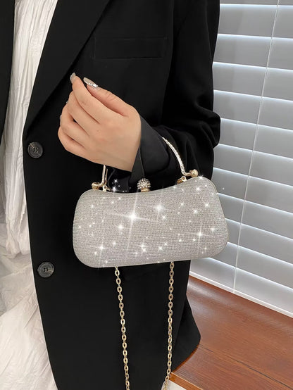 Sparkling Glamour: Mini Rhinestone Velvet Box Bag Perfect Style & Elegance