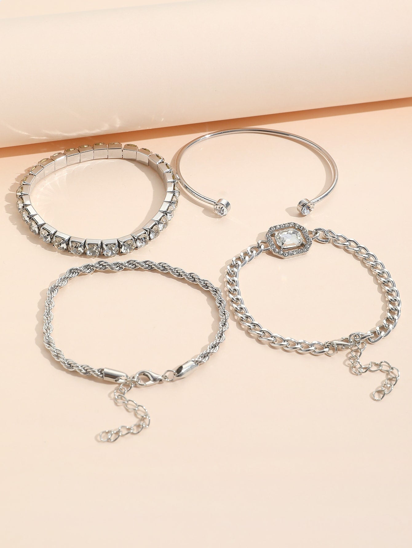 Stylish 4pcs Rhinestone Decor Bracelet