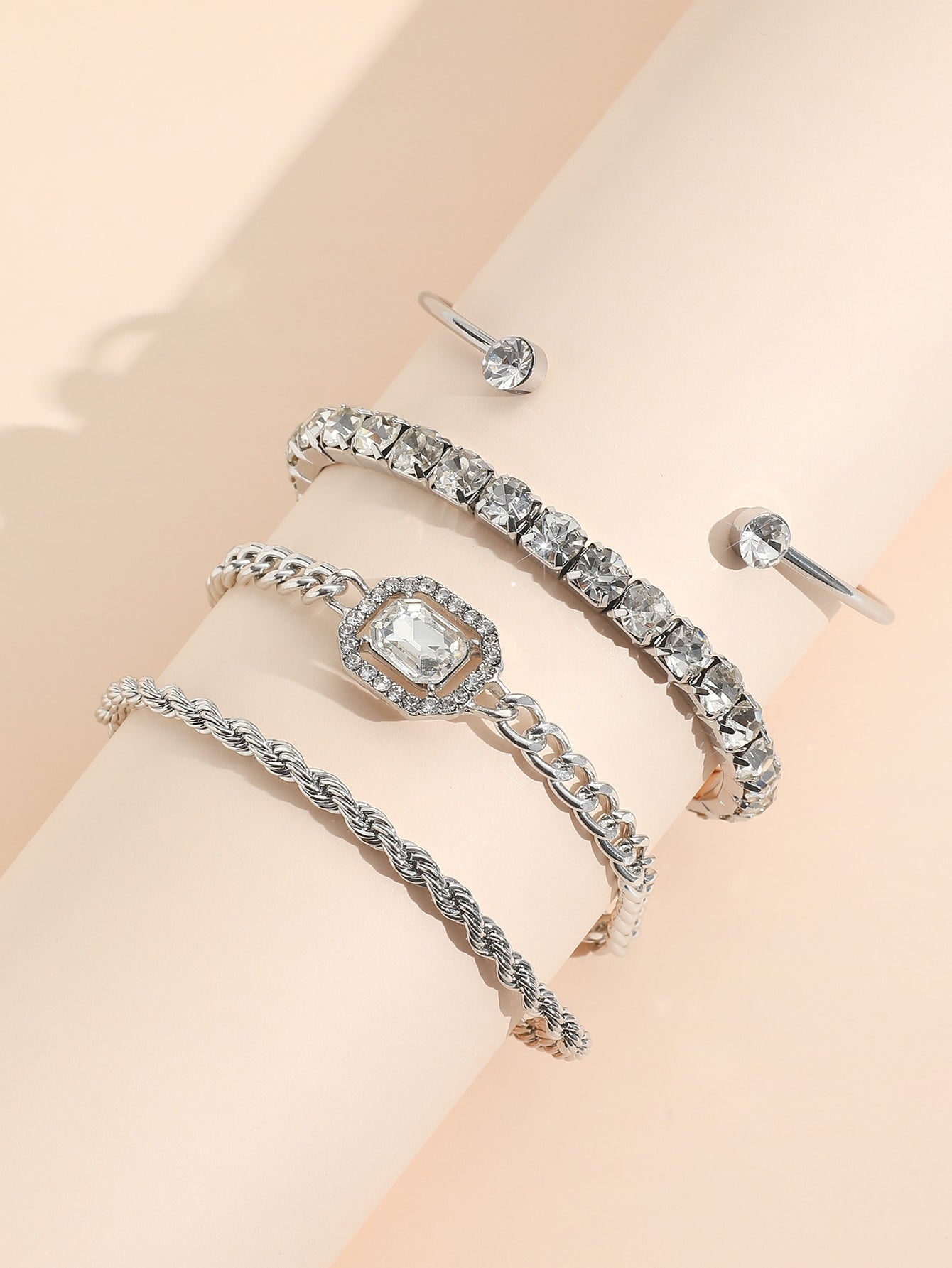 Stylish 4pcs Rhinestone Decor Bracelet