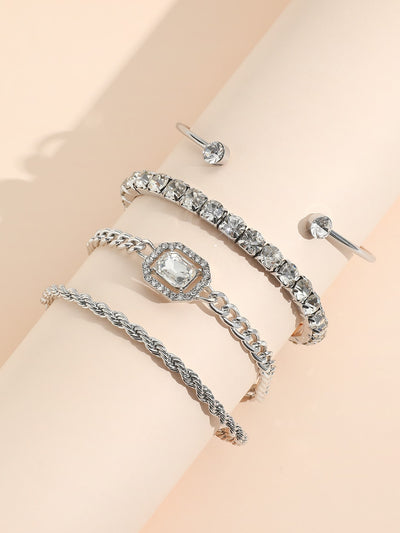 Stylish 4pcs Rhinestone Decor Bracelet