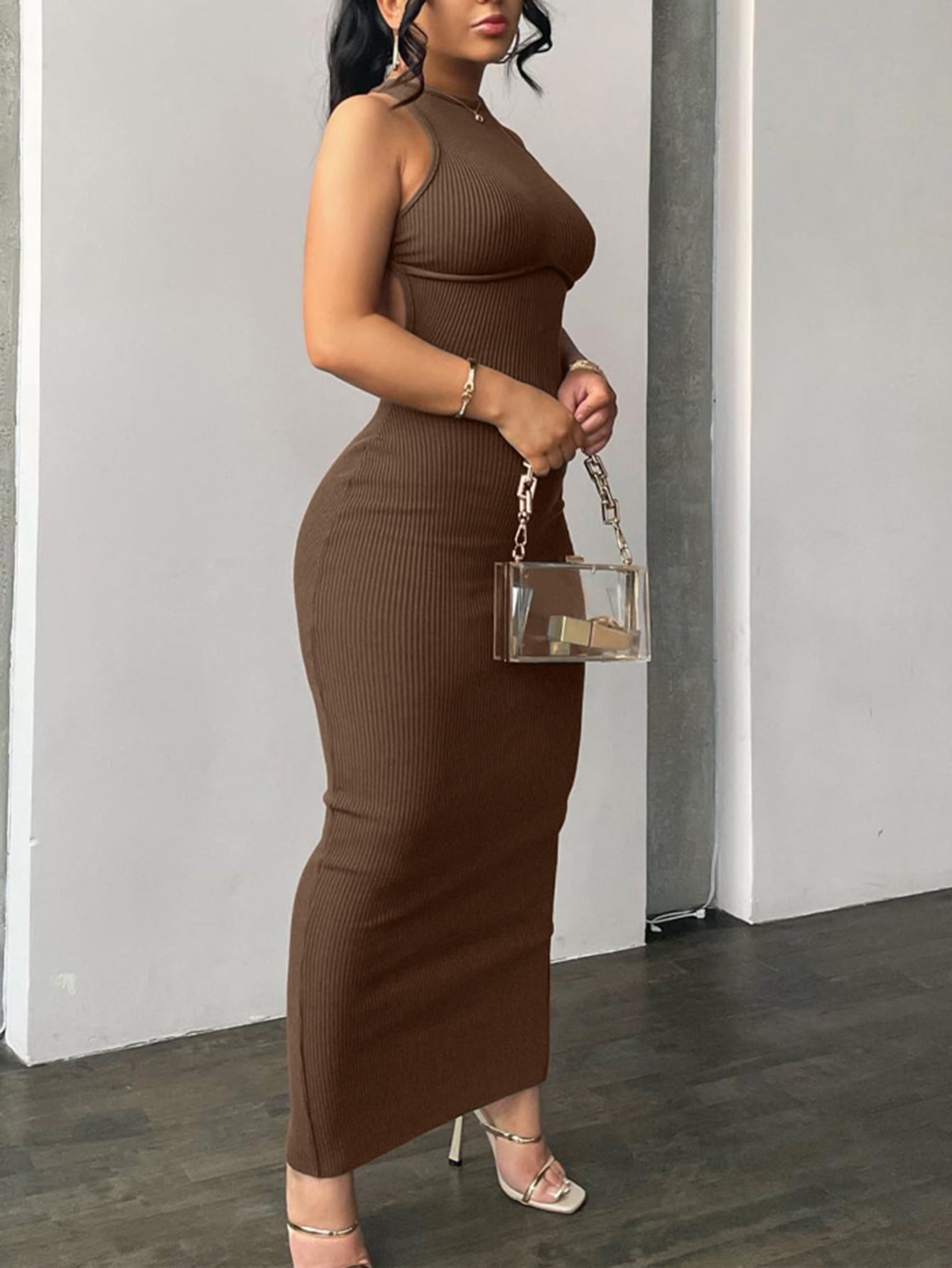 Chic Solid Ribbed Knit Form-Fitting Dress - Perfect for Any Occasion