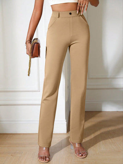 Flare Leg Perfection: Solid Slant Pocket Pants for Style and Comfort