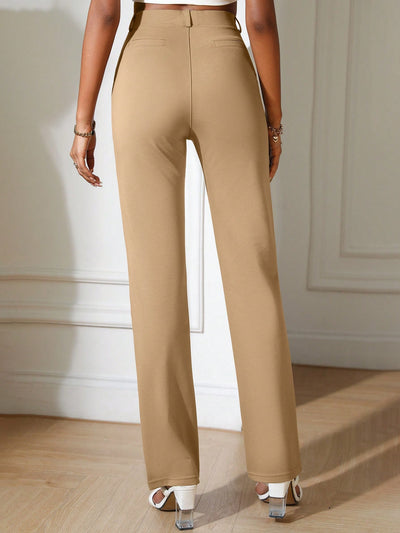 Flare Leg Perfection: Solid Slant Pocket Pants for Style and Comfort