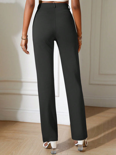 Flare Leg Perfection: Solid Slant Pocket Pants for Style and Comfort