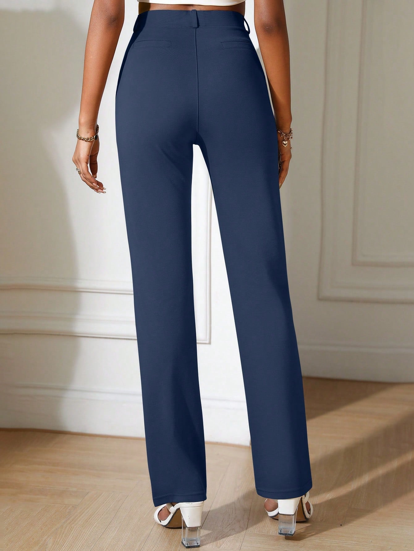 Flare Leg Perfection: Solid Slant Pocket Pants for Style and Comfort