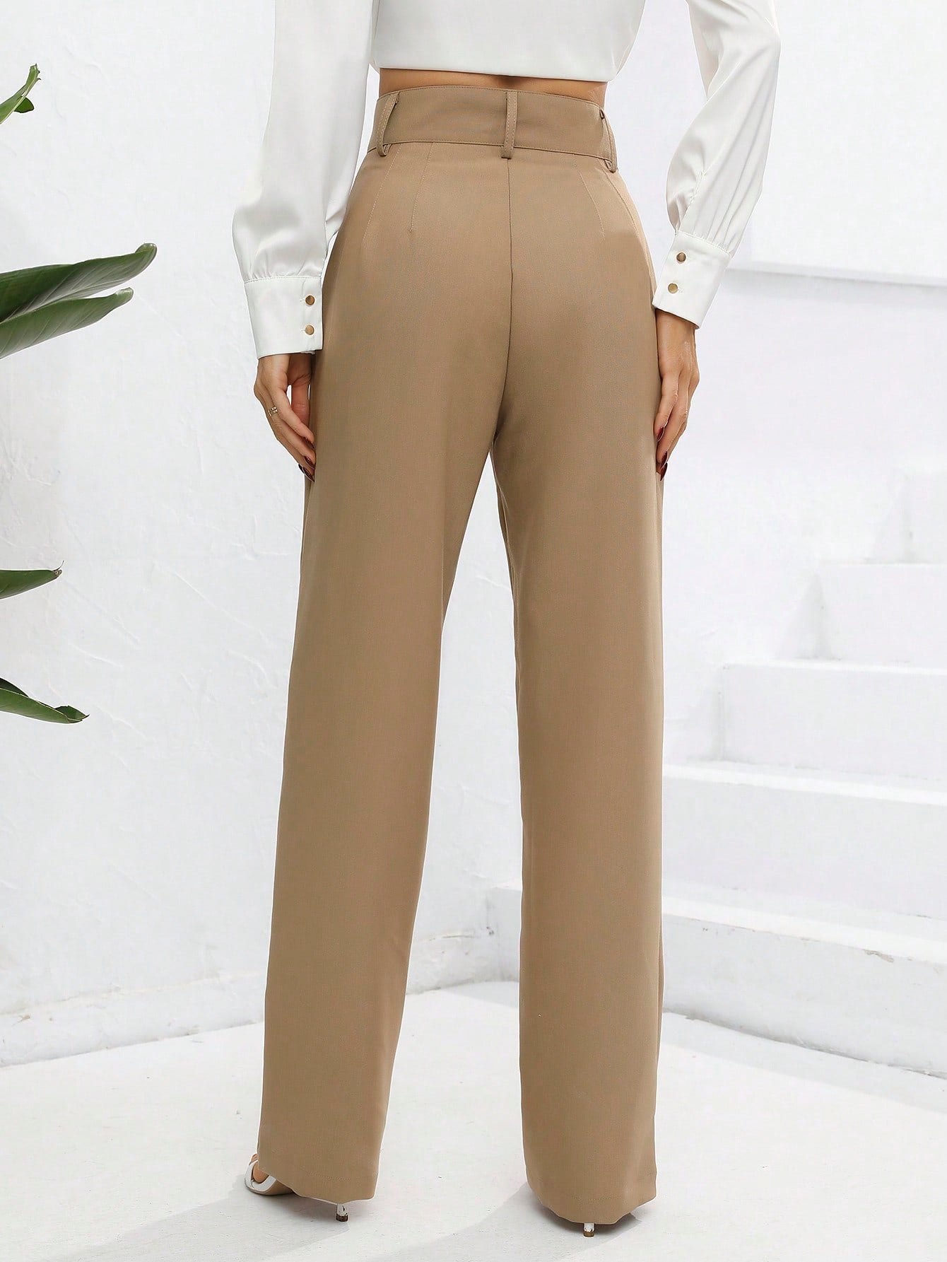 Chic and Versatile: Solid Fold Detail Pants for Every Occasion