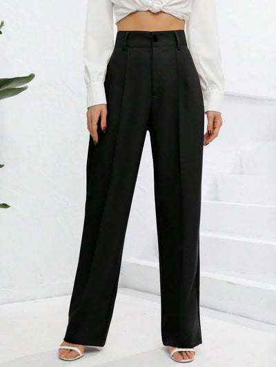 Chic and Versatile: Solid Fold Detail Pants for Every Occasion