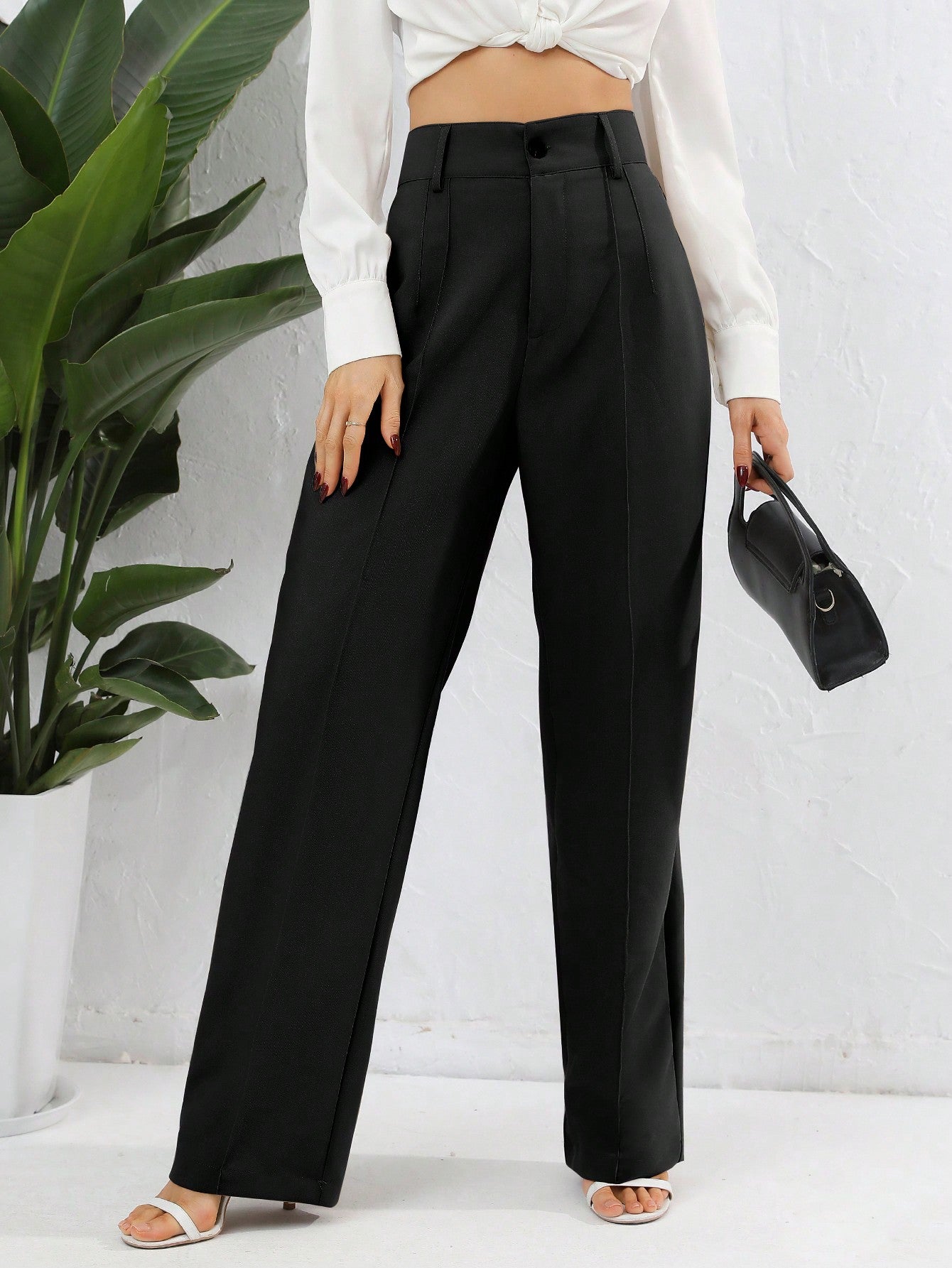 Chic and Versatile: Solid Fold Detail Pants for Every Occasion