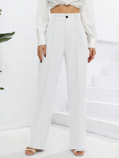 Chic and Versatile: Solid Fold Detail Pants for Every Occasion