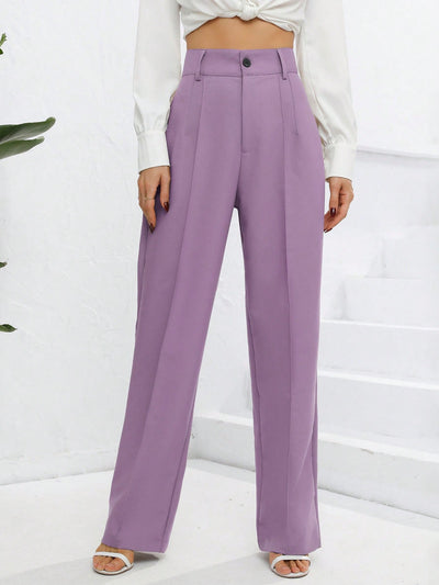 Chic and Versatile: Solid Fold Detail Pants for Every Occasion