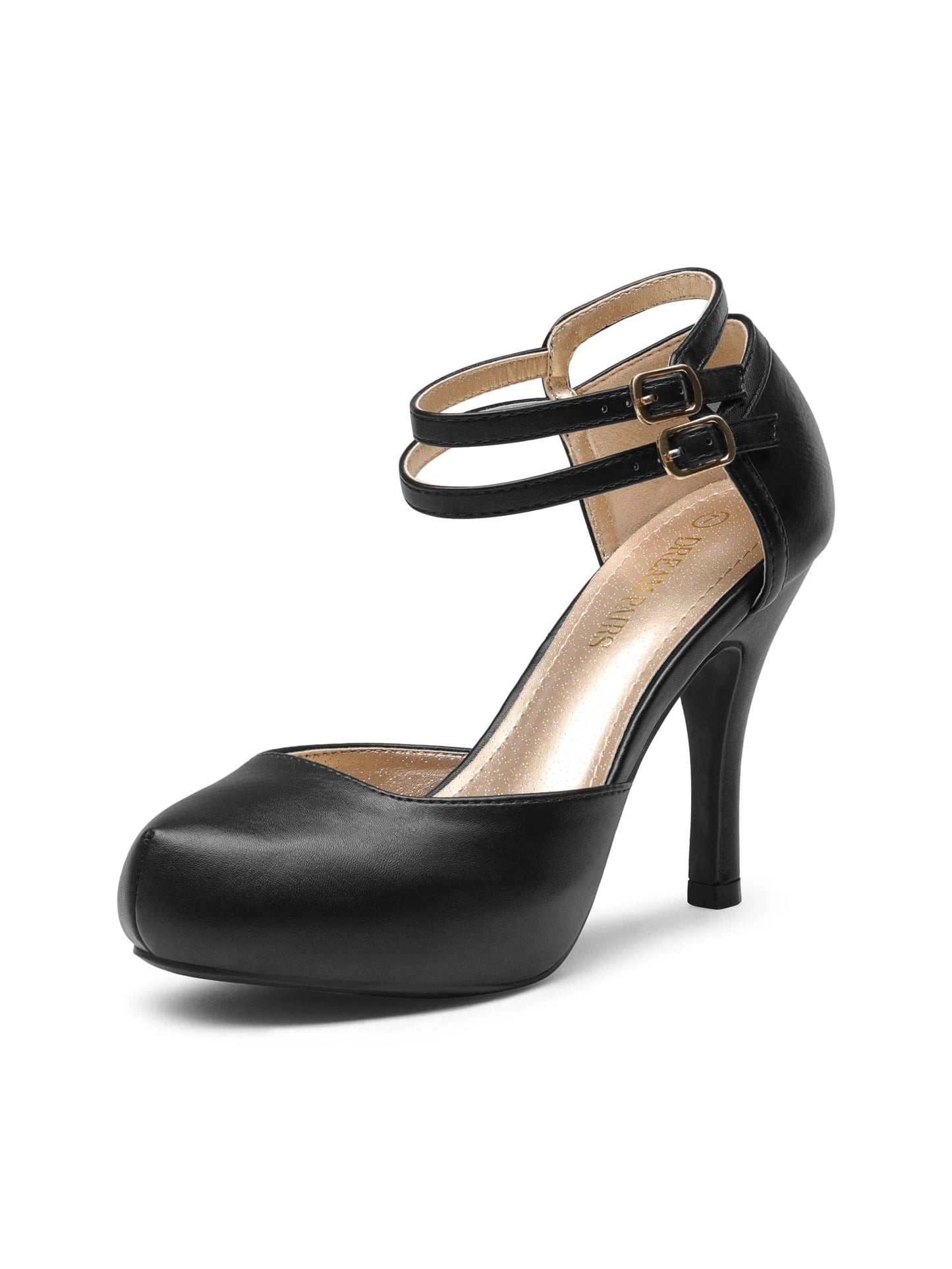 Women's Double Ankle Strap High Heel Almond Toe Pumps: Elegant Allure