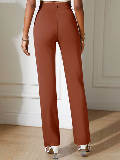 Flare Leg Perfection: Solid Slant Pocket Pants for Style and Comfort