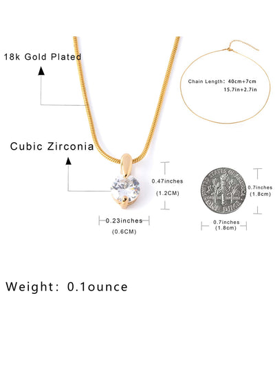 Radiant Elegance: Gold-Plated Round Pendant Necklace with Titanium Steel Snake Chain