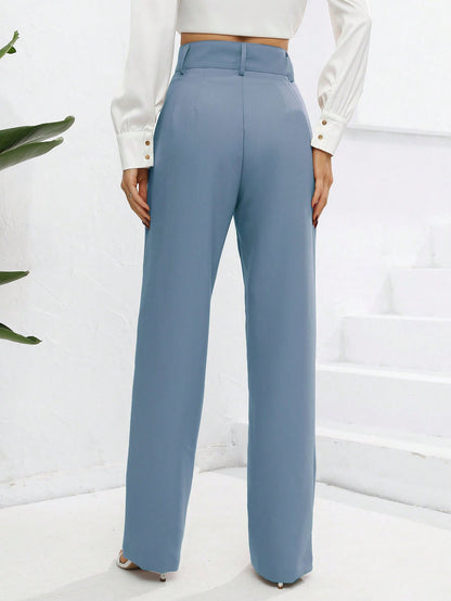 Chic and Versatile: Solid Fold Detail Pants for Every Occasion