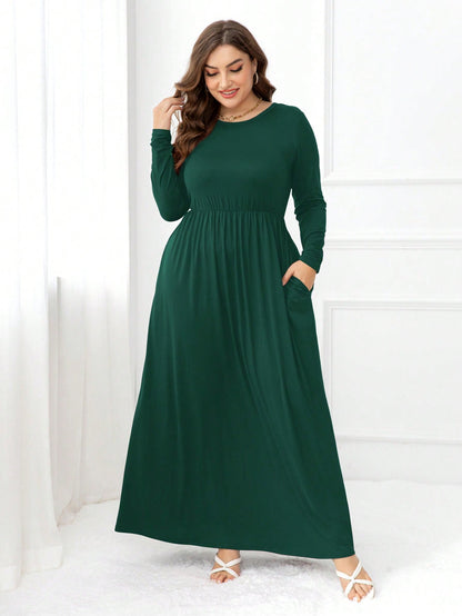 Plus Size Solid Hidden Pocket Dress: Versatile Elegance for Every Occasion