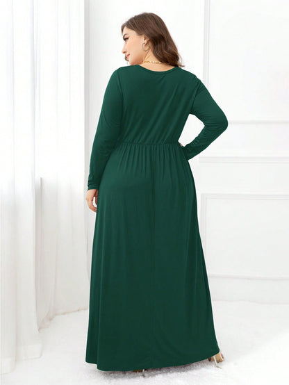 Plus Size Solid Hidden Pocket Dress: Versatile Elegance for Every Occasion