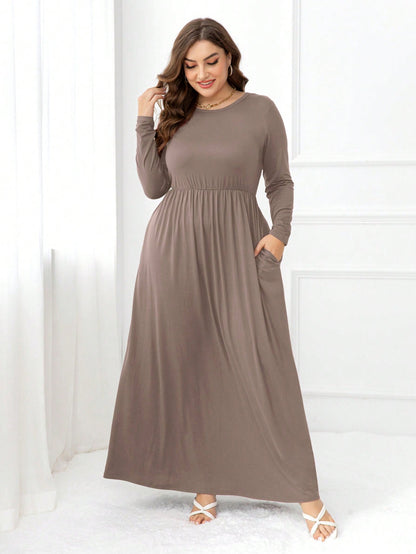 Plus Size Solid Hidden Pocket Dress: Versatile Elegance for Every Occasion