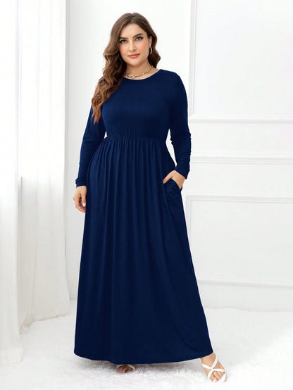 Plus Size Solid Hidden Pocket Dress: Versatile Elegance for Every Occasion